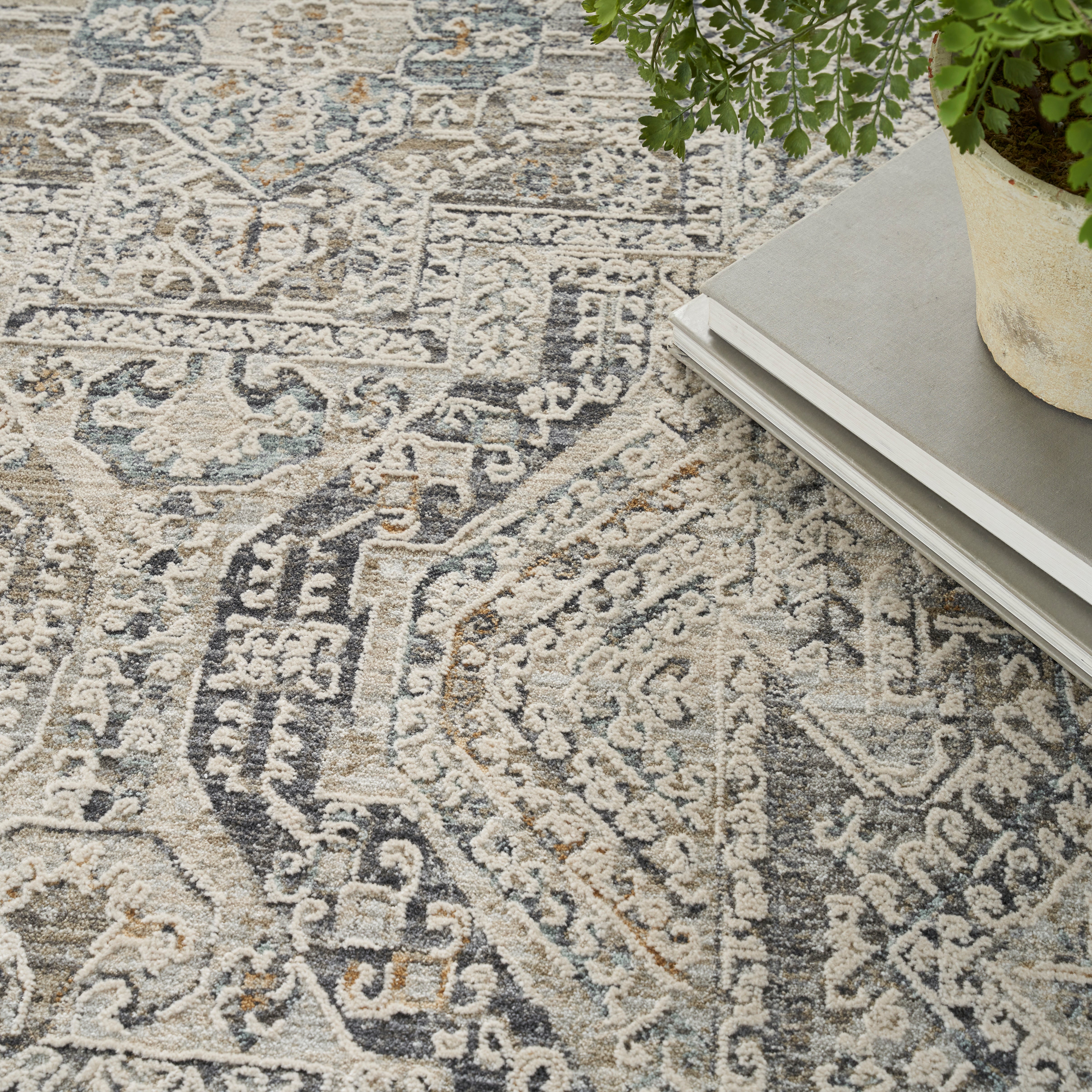 Nourison Lynx LNX01 Ivory Grey Blue Rug